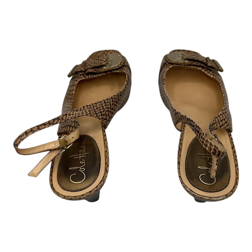 Cole Haan Womens Slingback Heels Snake Print Buckle Peep Toe Size 8.5B - Picture 7 of 15